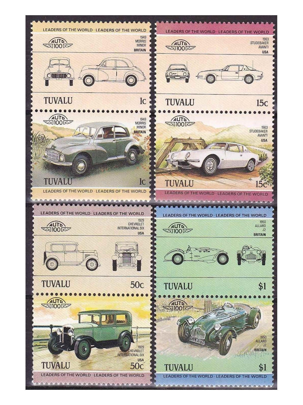 TUVALU 1984 Cars - Cars 4x2v MNH**