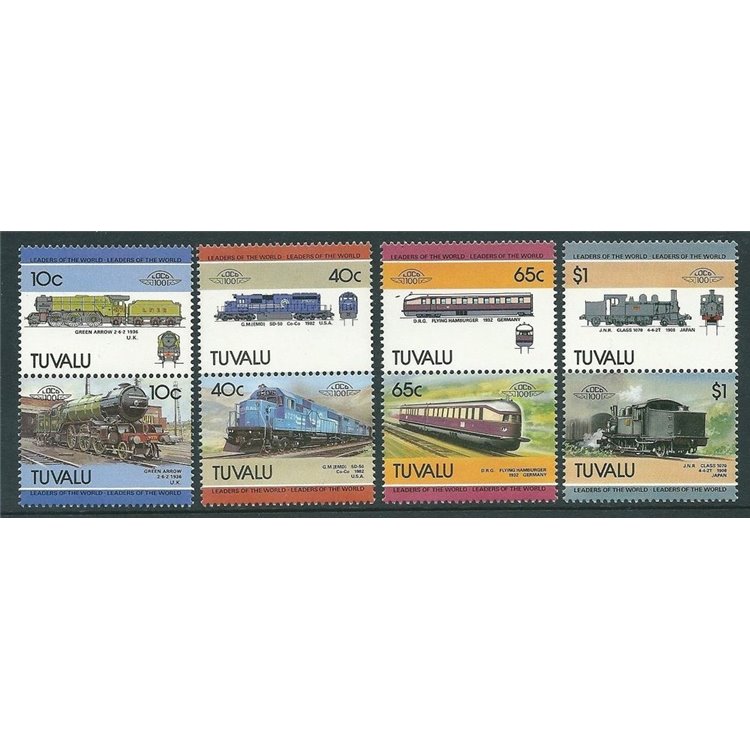 TUVALU 1985 Trains, locomotives 8v MNH**