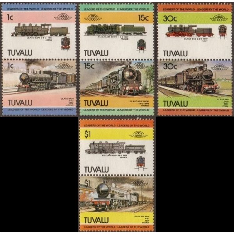 TUVALU 1984 Treni, locomotive 8v MNH**