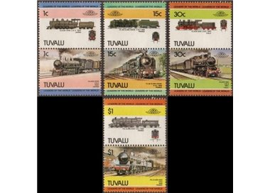 TUVALU 1984 Trains, locomotives 8v MNH**