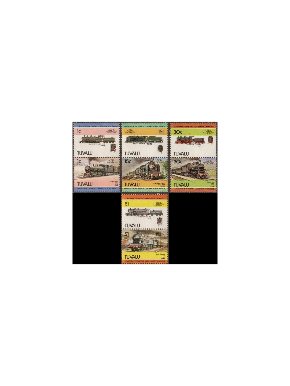 TUVALU 1984 Treni, locomotive 8v MNH**