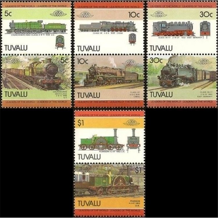 TUVALU 1985 Treni, locomotive 8v MNH**