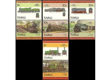 TUVALU 1985 Treni, locomotive 8v MNH**