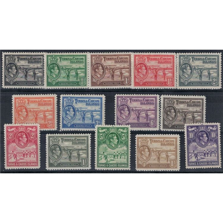 TURKS AND CAICOS 1938-44 Ordinary, George VI 14v MH*