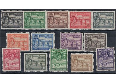 TURKS AND CAICOS 1938-44 Ordinary, George VI 14v MH*