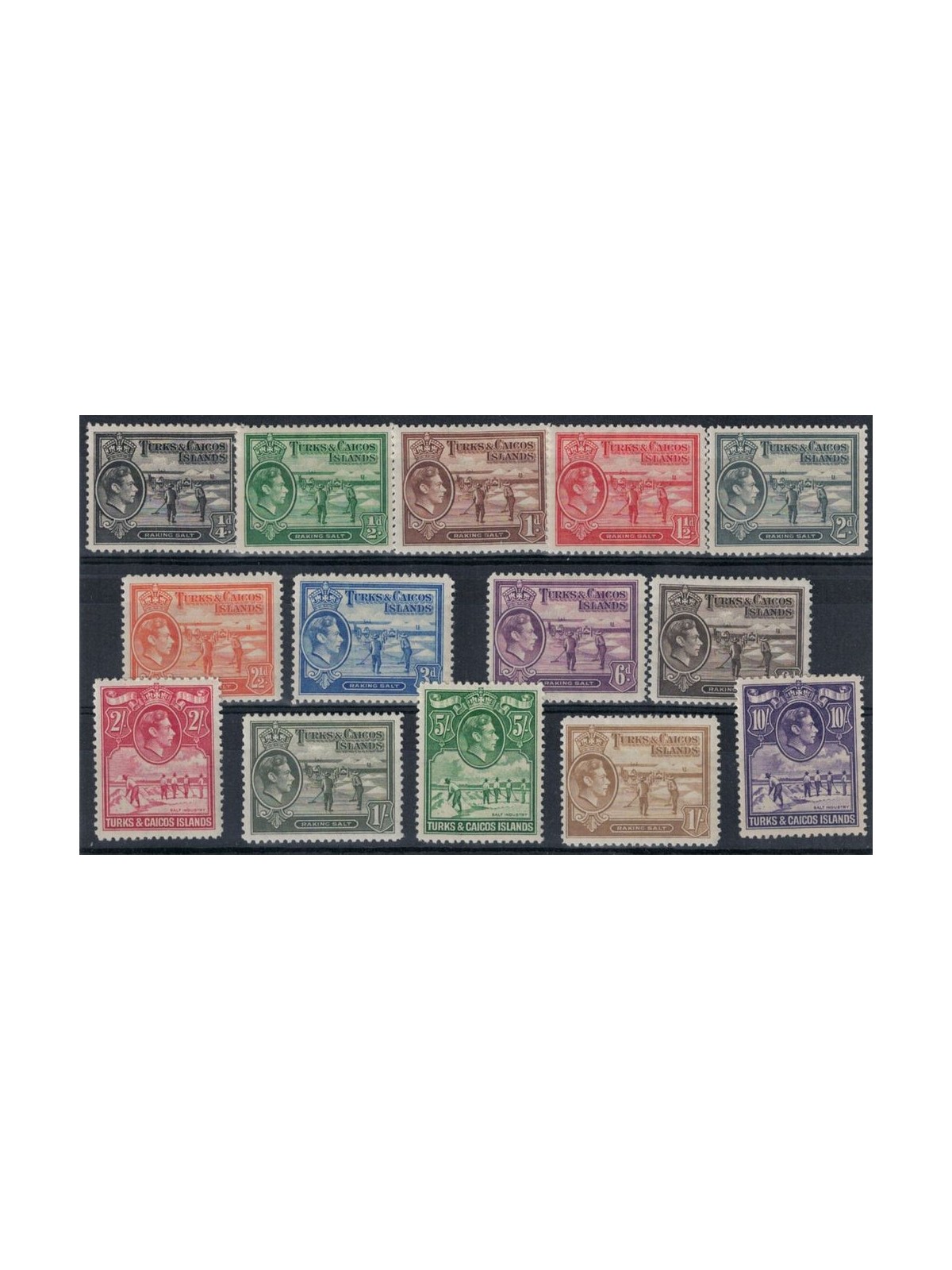 TURKS AND CAICOS 1938-44 Ordinary, George VI 14v MH*