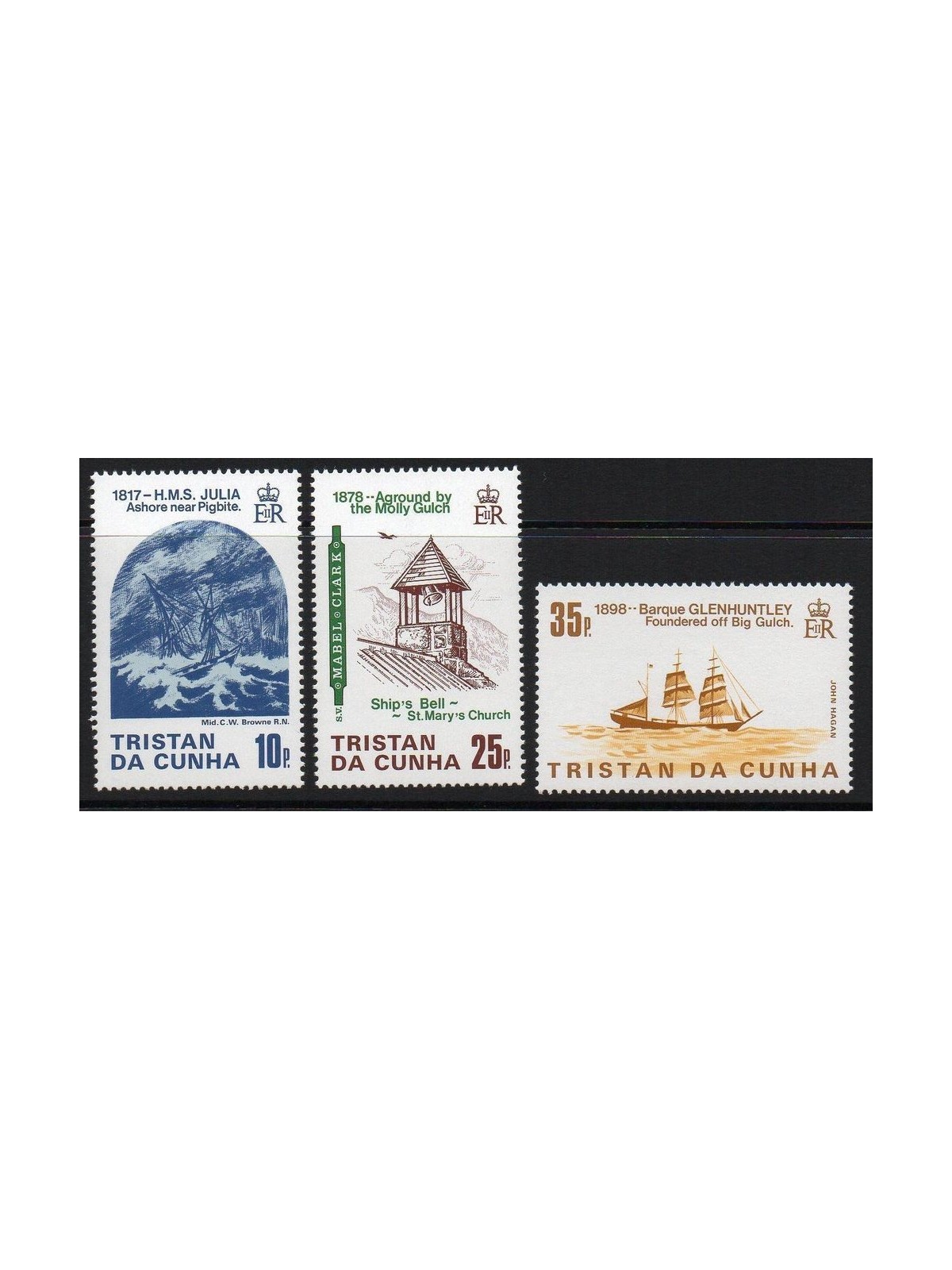 TRISTAN DA CUNHA 1985 Ship wrecks 3v MNH**