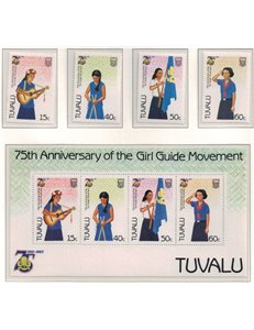 TUVALU 1985 Girl Guides 4v + 1 s/s MNH**