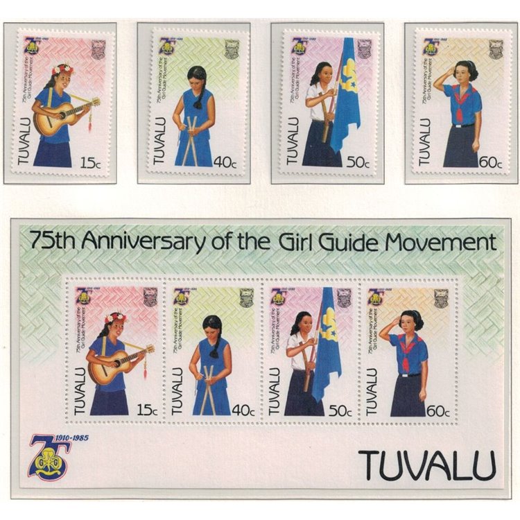 TUVALU 1985 Girl Guides 4v + 1 BF MNH**
