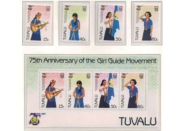 TUVALU 1985 Girl Guides 4v + 1 s/s MNH**
