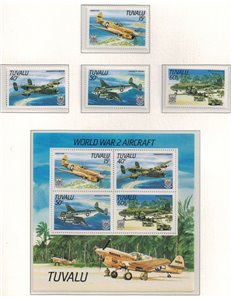 TUVALU 1985 Aircraft 4v + 1 BF MNH**