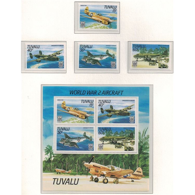 TUVALU 1985 Aircraft 4v + 1 BF MNH**