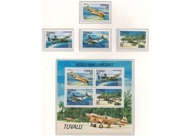TUVALU 1985 Aircraft 4v + 1 BF MNH**