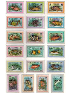 TUVALU 1981 Official, pesci 19v MNH**