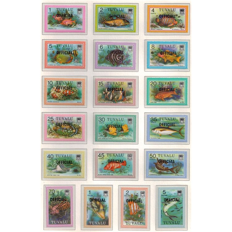 TUVALU 1981 Official, fish 19v MNH**