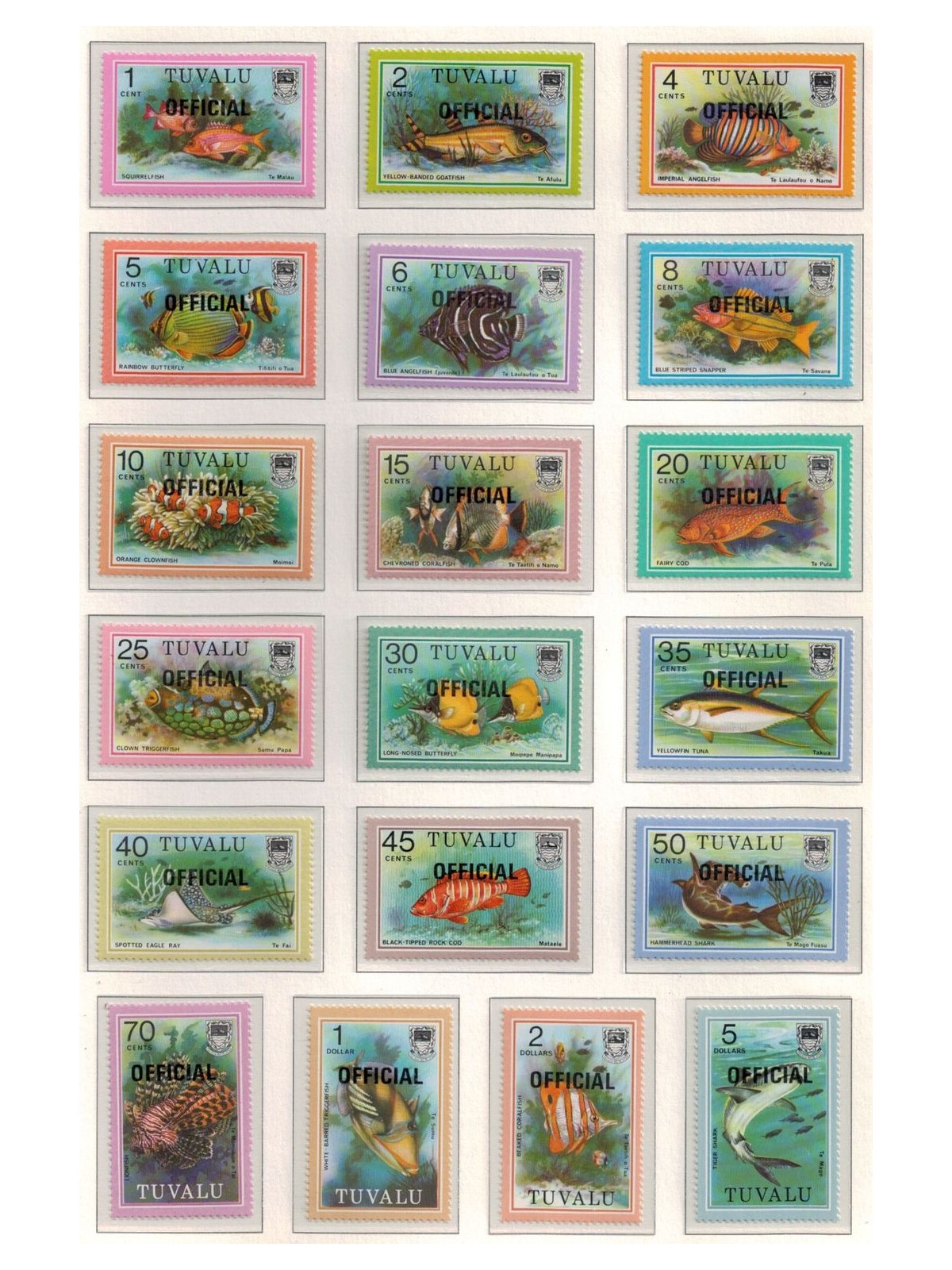 TUVALU 1981 Official, fish 19v MNH**