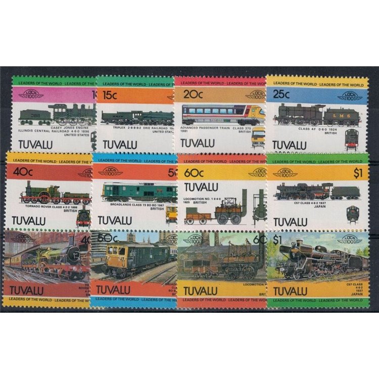 TUVALU 1984 Treni, locomotive 16v MNH**