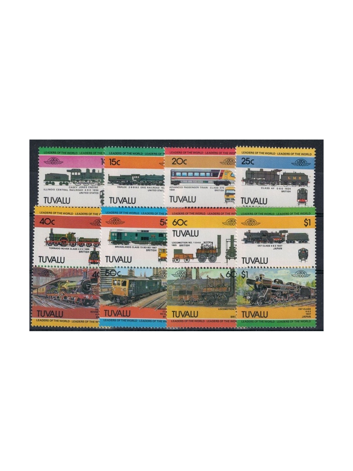 TUVALU 1984 Trains, locomotives 16v MNH**