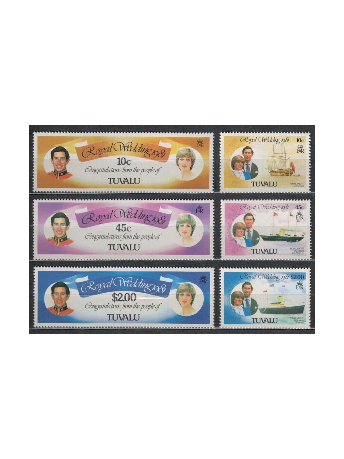 TUVALU 1981 Charles & Diana wedding 6v MNH**
