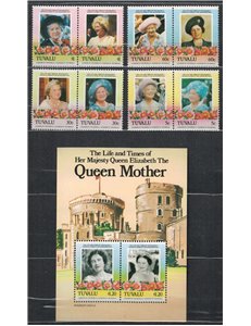 TUVALU 1985 Queen mother 4x2v + 1 s/s MNH**