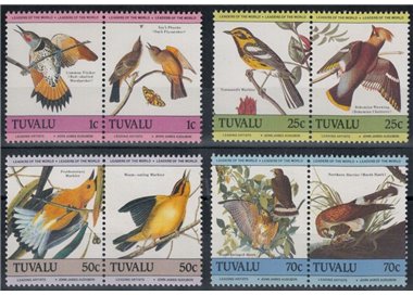 TUVALU 1985 John James Audubon, uccelli 8v MNH**