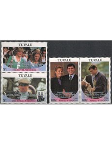TUVALU 1986 Andrew & Sarah wedding, overprints 4v MNH**