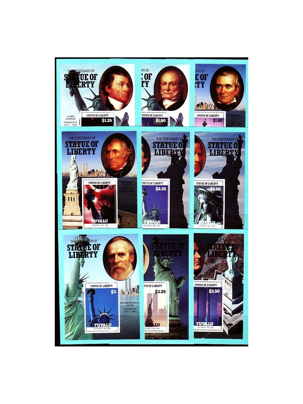 TUVALU 1986 Statue of Liberty 9 BF MNH**