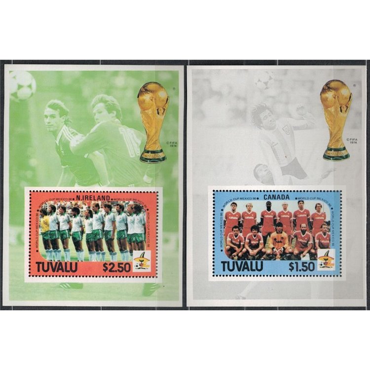 TUVALU 1986 World Cup Football 2 s/s MNH**