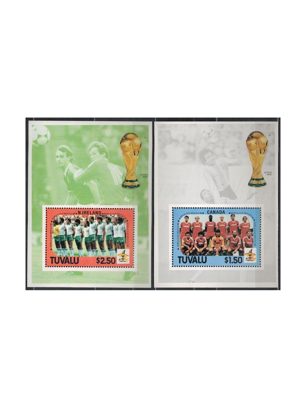 TUVALU 1986 World Cup Football 2 BF MNH**