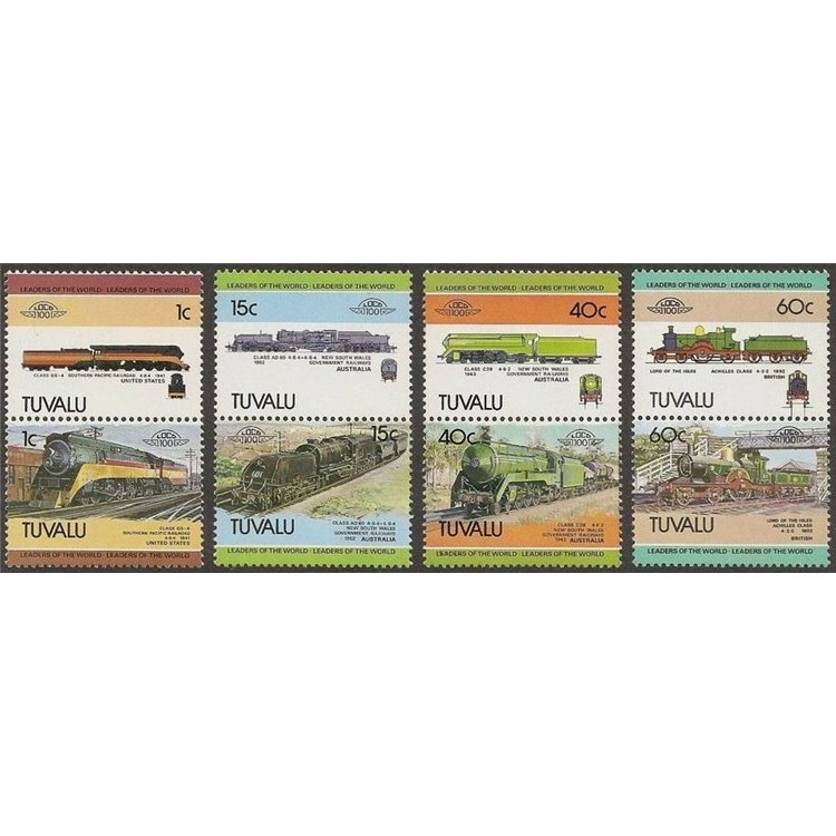 TUVALU 1984 Locomotives, 8v trains MNH**