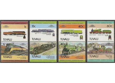 TUVALU 1984 Locomotives, 8v trains MNH**