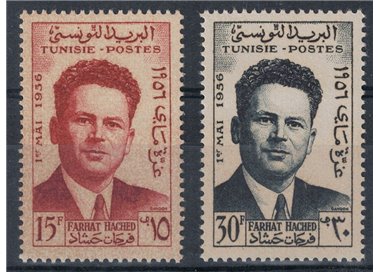 TUNISIA 1956 Farhat Hached 2v MNH**