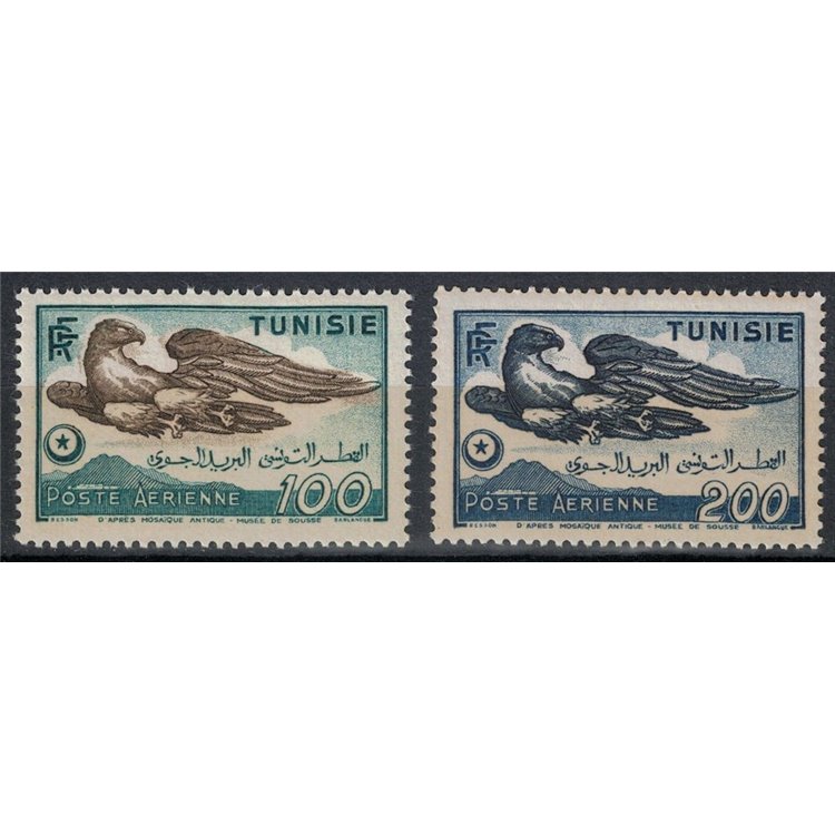 TUNISIA 1949-50 Eagle, airmail 2v MNH**