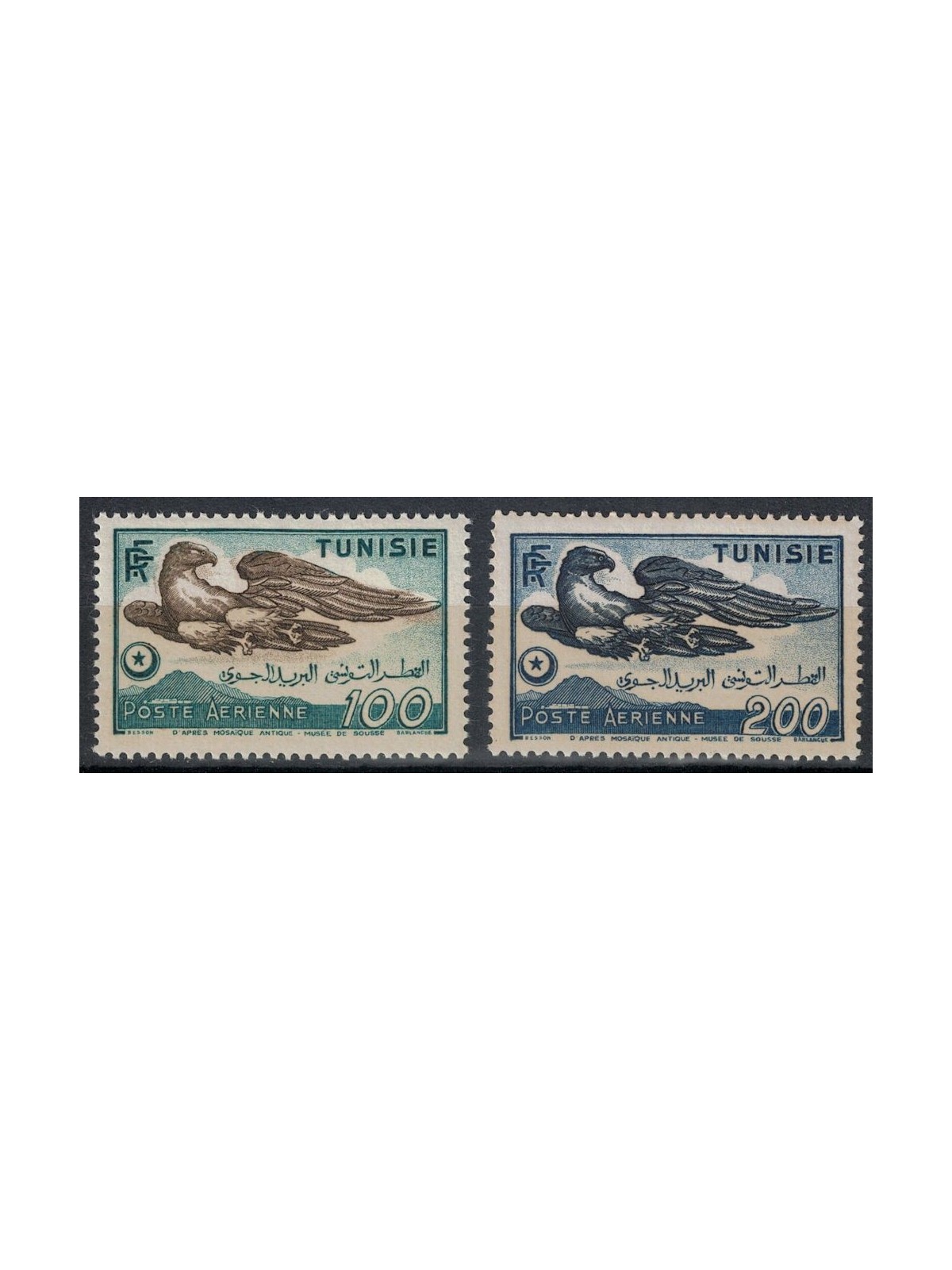 TUNISIA 1949-50 Aquila, posta aerea 2v MNH**