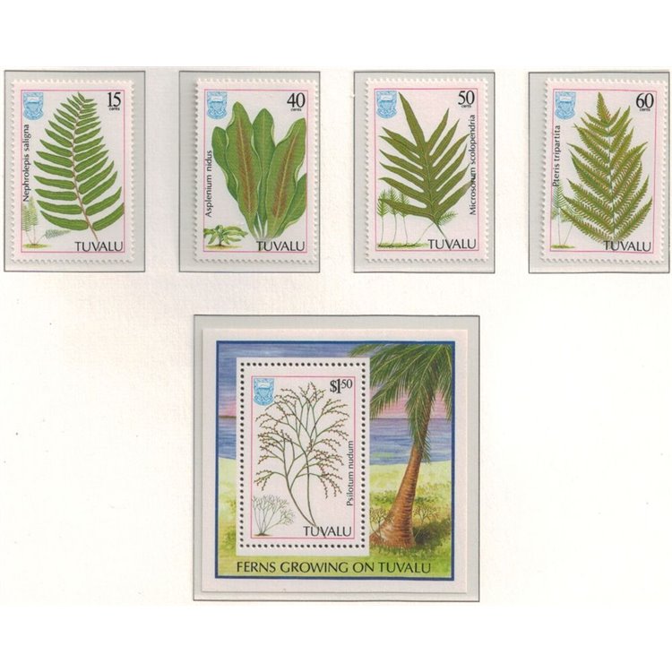 TUVALU 1987 Ferns 4v + 1 BF MNH**