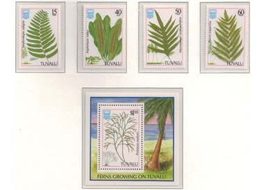 TUVALU 1987 Ferns 4v + 1 BF MNH**