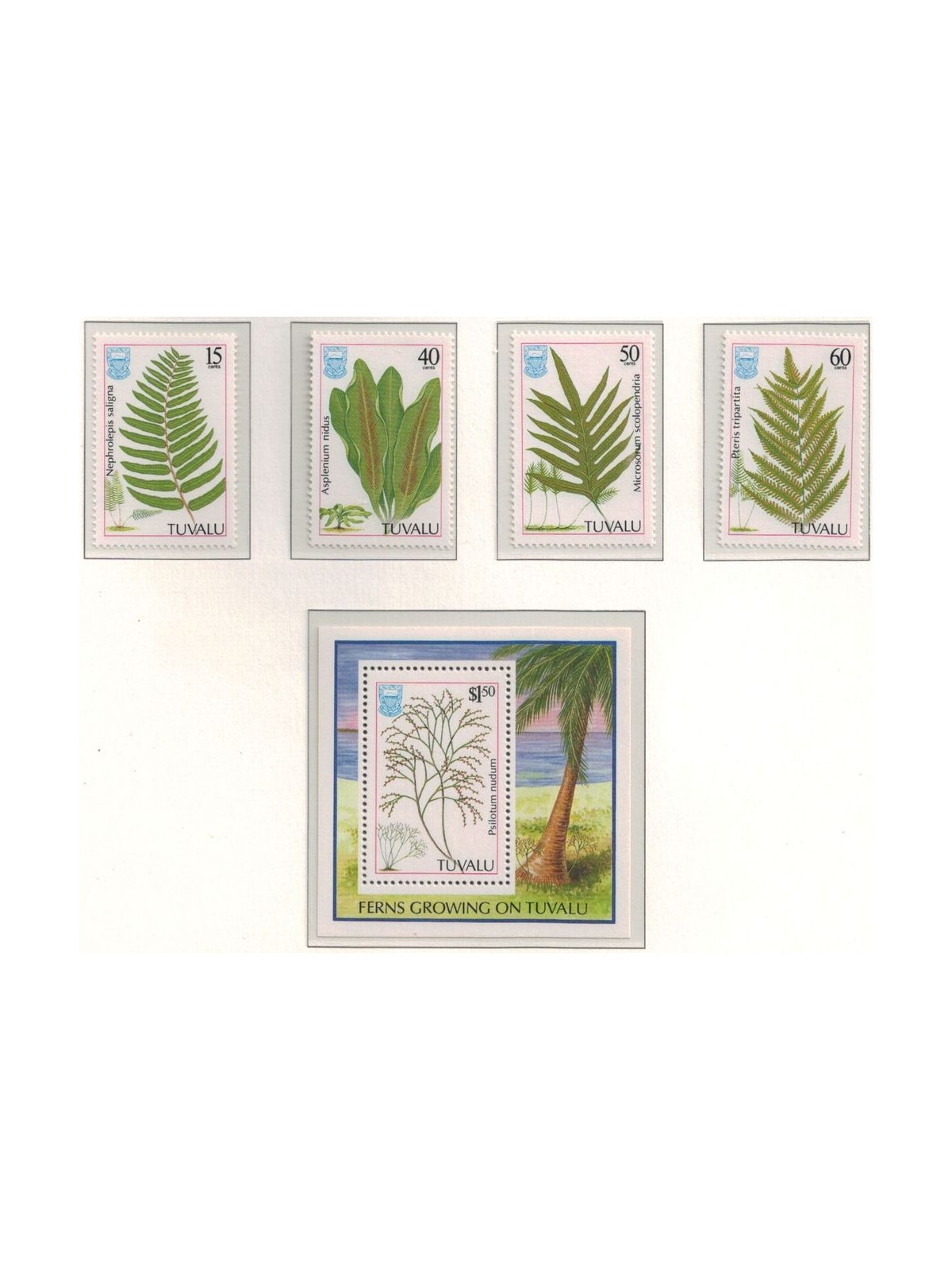 TUVALU 1987 Ferns 4v + 1 BF MNH**