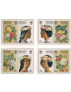 TUVALU 1987 Flowers 4x2v MNH**