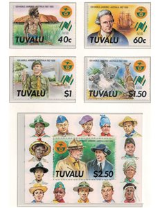 TUVALU 1987 World jamboree Australia 4v + 1 s/s MNH**