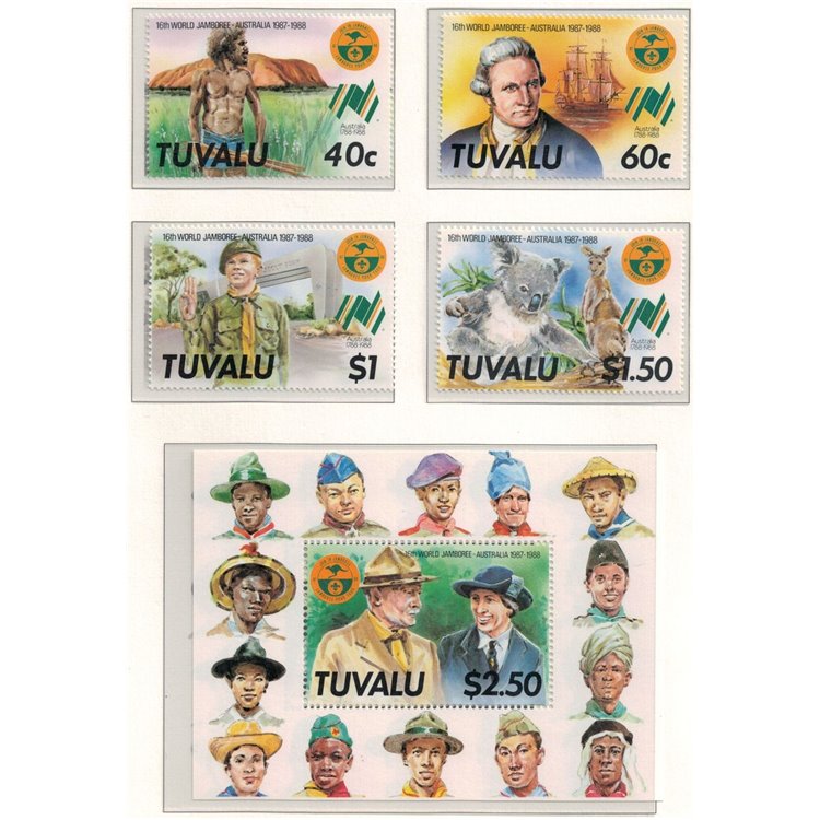 TUVALU 1987 World jamboree Australia 4v + 1 s/s MNH**