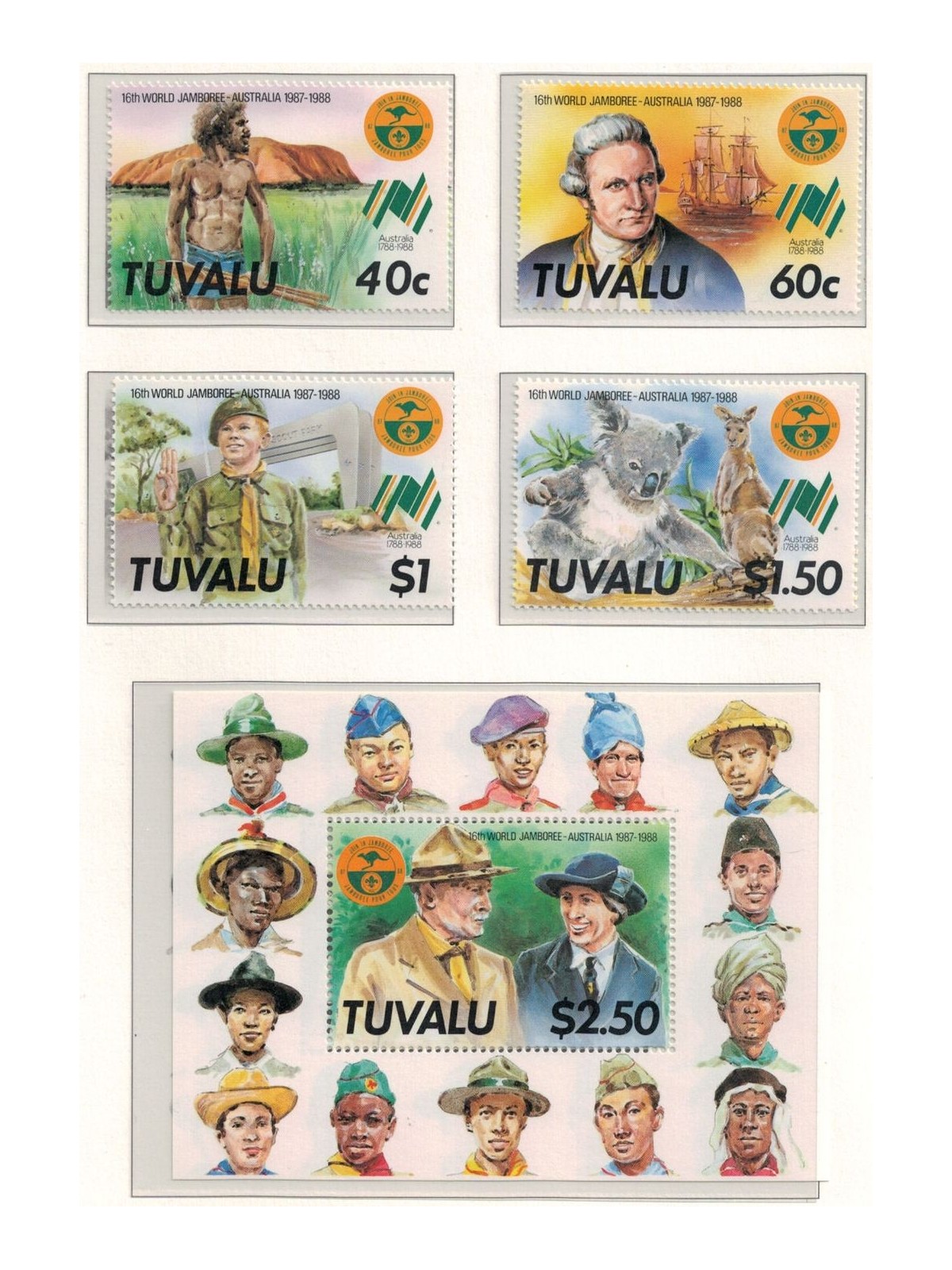 TUVALU 1987 World jamboree Australia 4v + 1 s/s MNH**