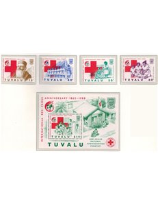 TUVALU 1988 Red Cross 4v + 1 s/s MNH**