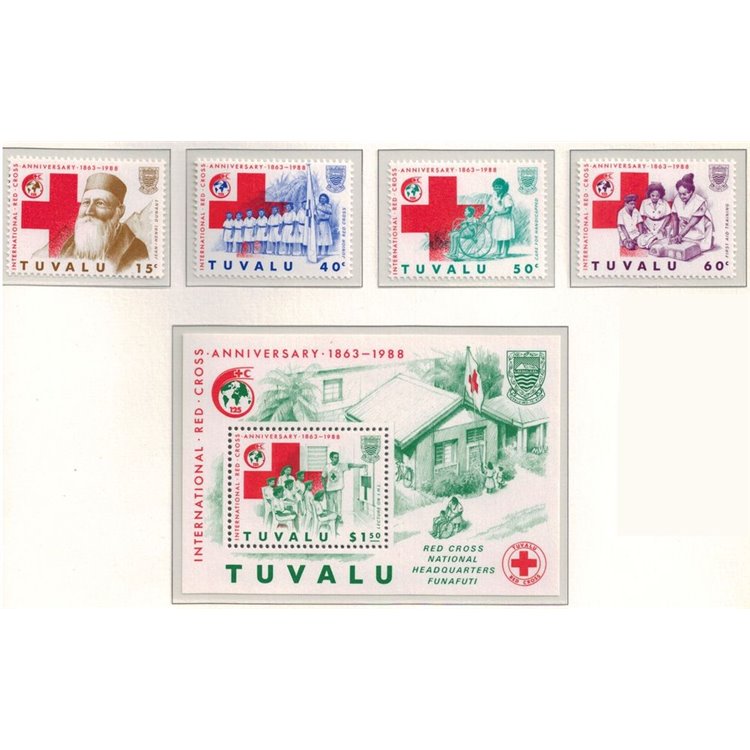 TUVALU 1988 Red Cross 4v + 1 s/s MNH**