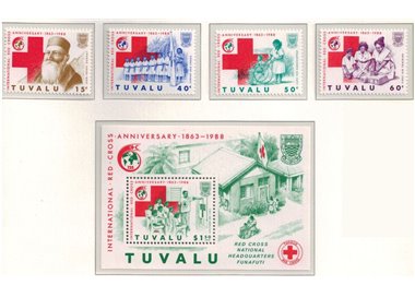 TUVALU 1988 Red Cross 4v + 1 s/s MNH**