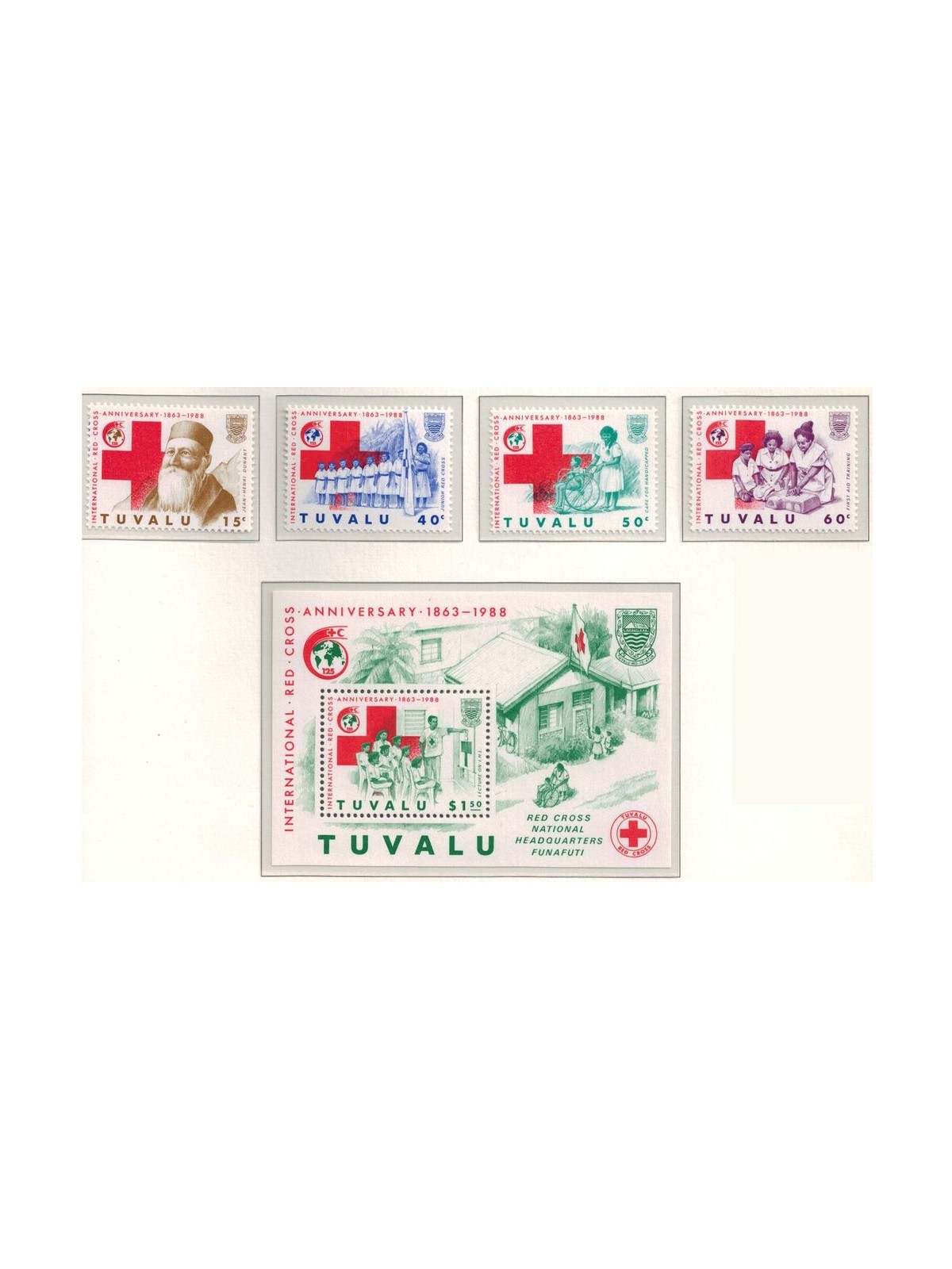 TUVALU 1988 Red Cross 4v + 1 BF MNH**