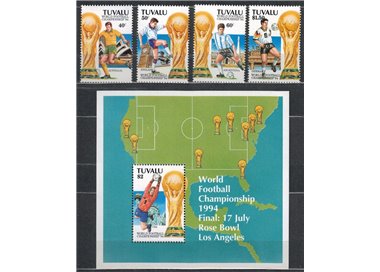 TUVALU 1994 World Cup Football 4v + 1 BF MNH**