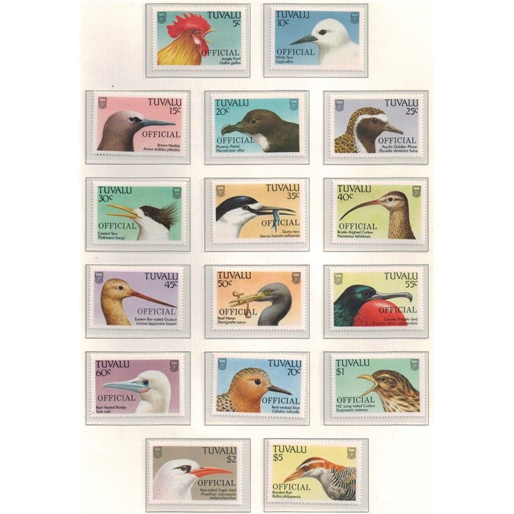 TUVALU 1989 On service, birds 16v MNH**