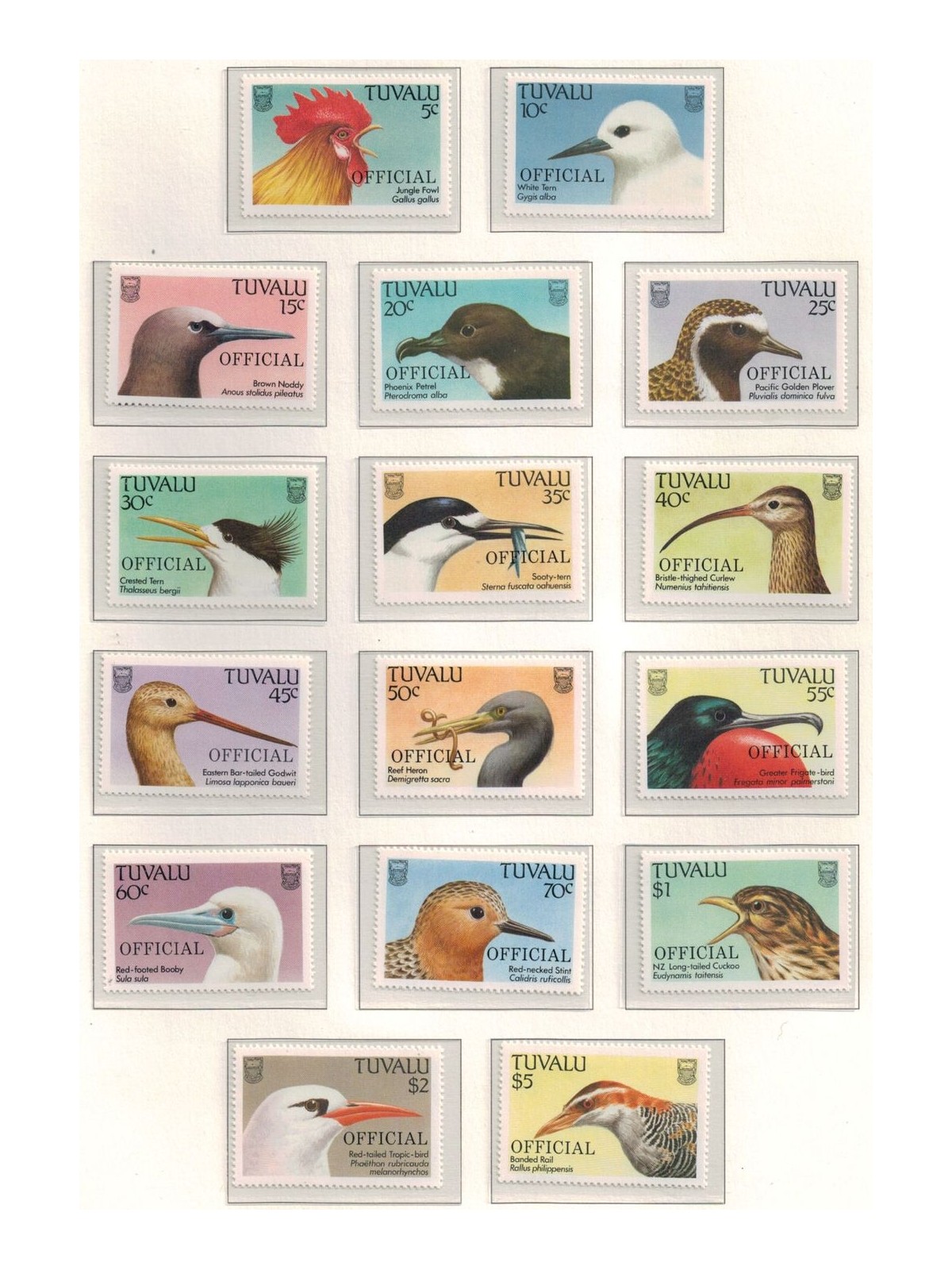 TUVALU 1989 On service, birds 16v MNH**