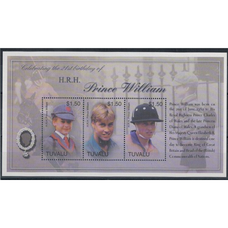 TUVALU 2003 Prince William 3v MNH**