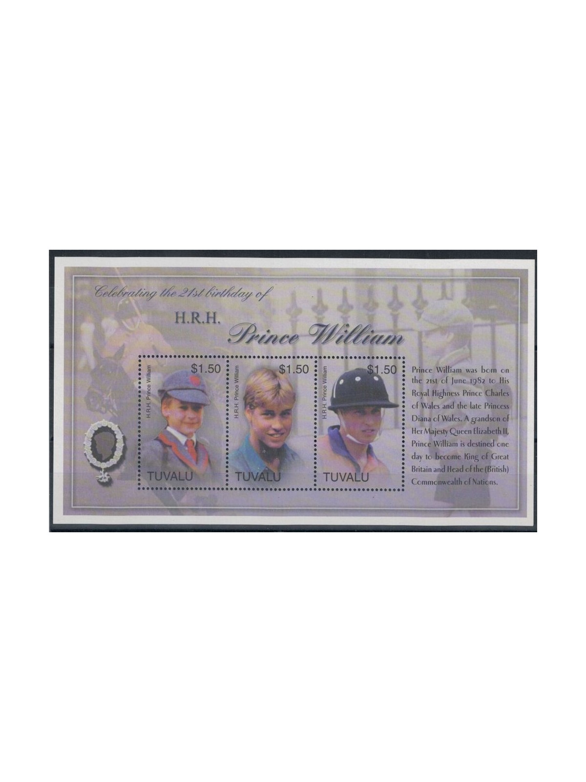 TUVALU 2003 Prince William 3v MNH**